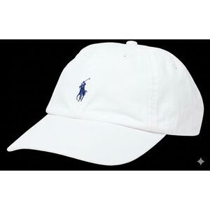 Polo by Ralph Lauren Men`s White Hat 100% Cotton Chino Buckle Baseball Cap